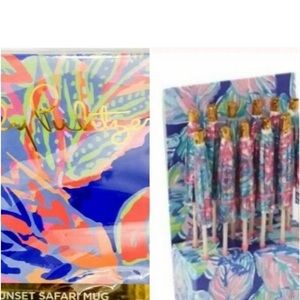 NIB LILLY PULITZER LAYER UP MUG SUNSET SAFARI WITH DRINK UMBRELLA BONUS
